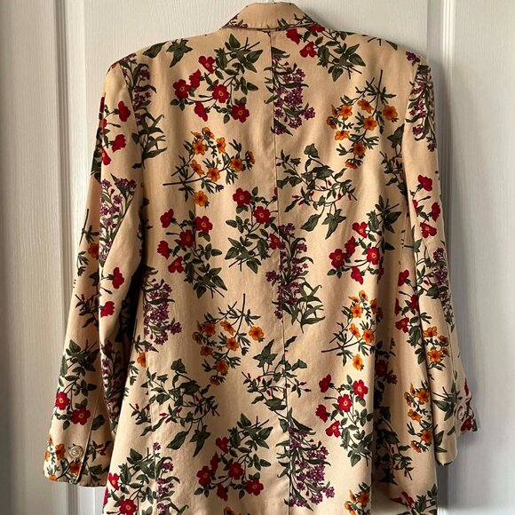 Vintage Elisabeth Floral Print Blazer Jacket in Cream Women's size 18 - Picture 3 of 7